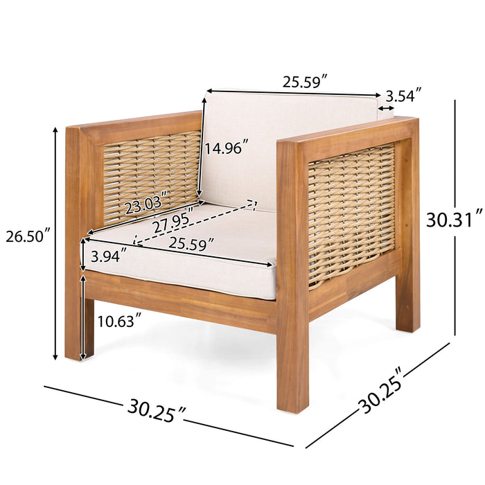 Outdoor Club Chair With Wicker Armrest Noble House