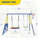 5 In 1 Kids Swing Set With Saucer Swing, Belt Swing, Basketball Hoop & Soccer Goal - Blue / Yellow Daily Nest