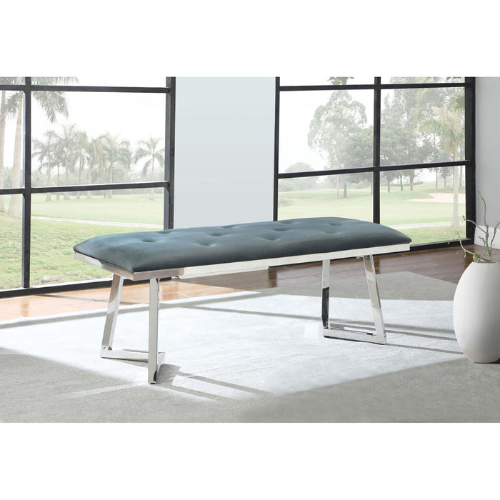 Upholstered Tufted Bench - Gray Furniture Max