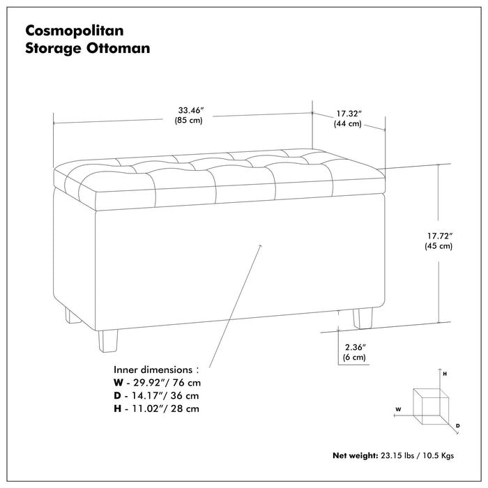 Cosmopolitan - Upholstered Storage Ottoman Simpli-Home