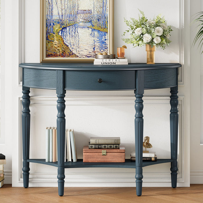 Half Moon Console Table With Drawer & Shelf Hearth and Haven