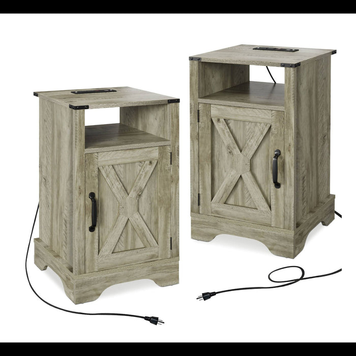 Farmhouse Nightstand, Charging Station & Storage Home Essentials
