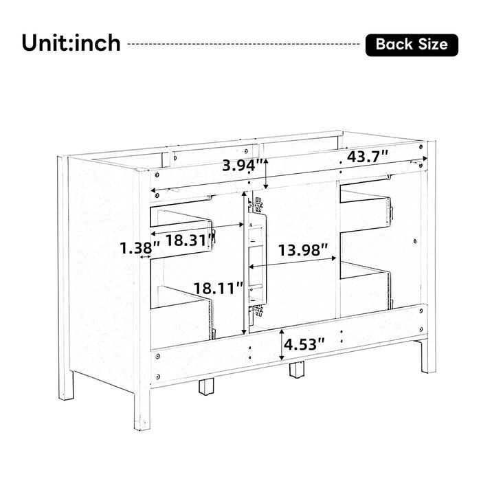 46.5" Modern Bathroom Vanity Cabinet Only, Soft Close Door & 6 Drawers - White Noble House