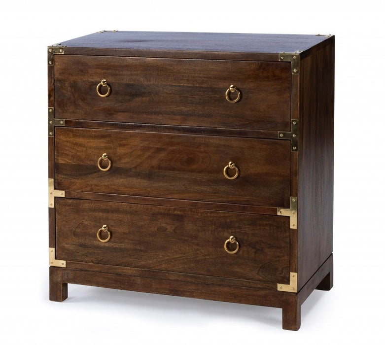 Solid Wood Three Drawer Dresser - Brown