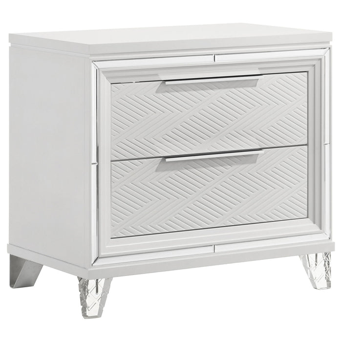 2 Drawer Nightstand With Accents - White Furniture Max