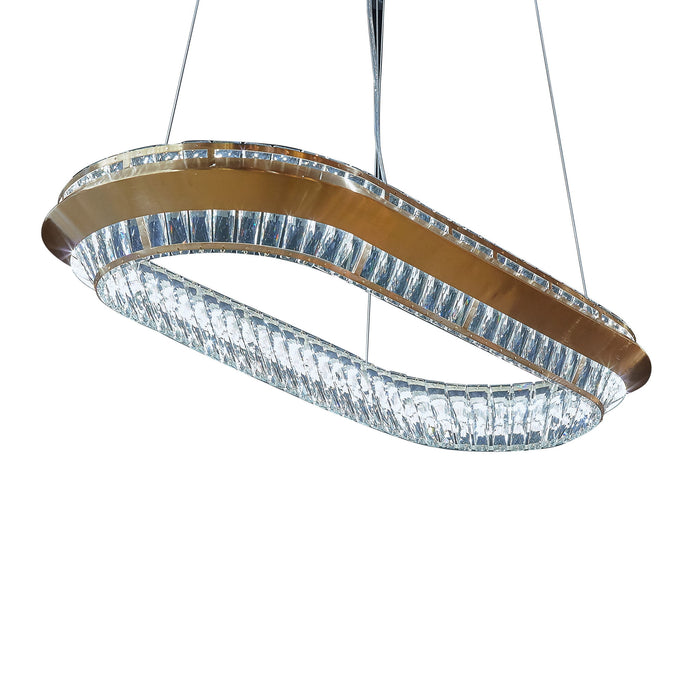 Michael Amini Lighting - Base Camp Oval Crystal LED Chandelier - Gold Michael Amini
