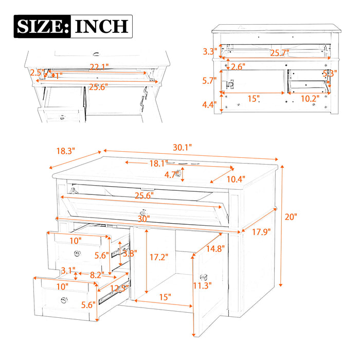 Wall Mounted Bathroom Vanity With 2 Drawers, 1 Tip Out Drawer, 3 Holes Sink Hearth and Haven