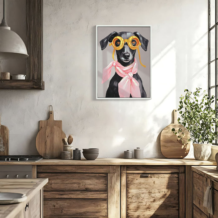 Vacation Day Puppy Wall Decor, Graphic Art Print On Wrapped Canvas - Pink / Black Daily Nest