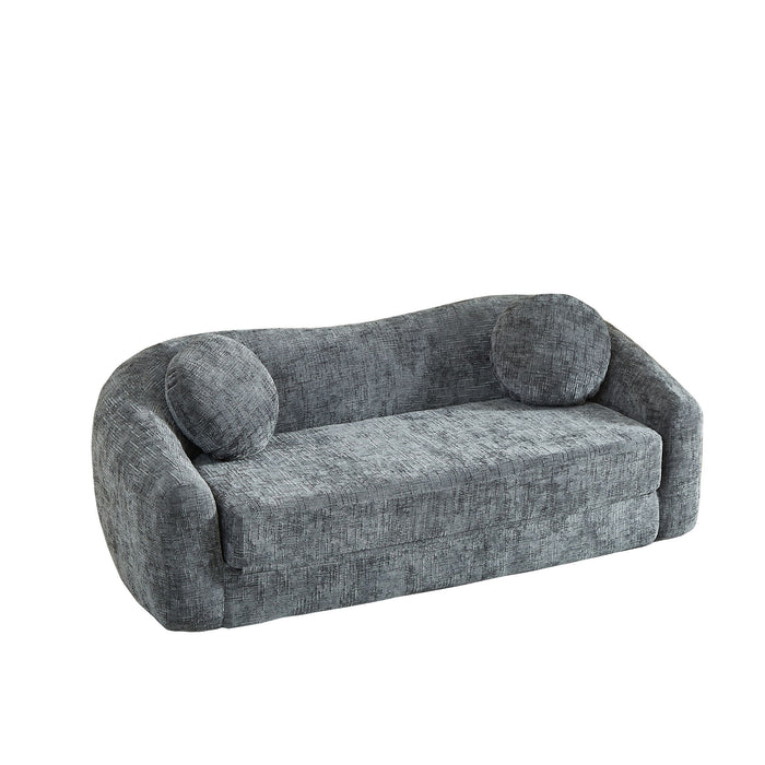 Curved Convertible Sofa, 2 In 1 Frameless Folding Sofa Bed With Pull Out Base And Deep Seat Home Essentials