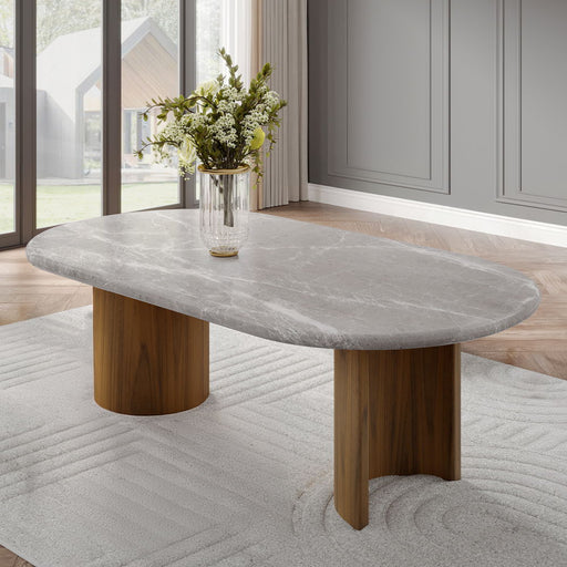 Darcy - Dining Table - Natural Marble Top & Dark Walnut ACME