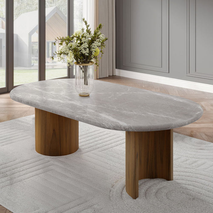 Darcy - Dining Table - Natural Marble Top & Dark Walnut ACME
