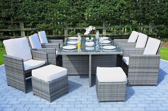 11 Piece Glass Dining Set - Clear And Gray