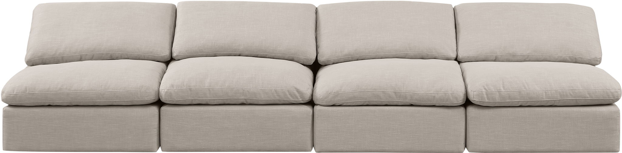 Indulge - Linen 4 Seat Modular Armless Sofa Meridian Furniture