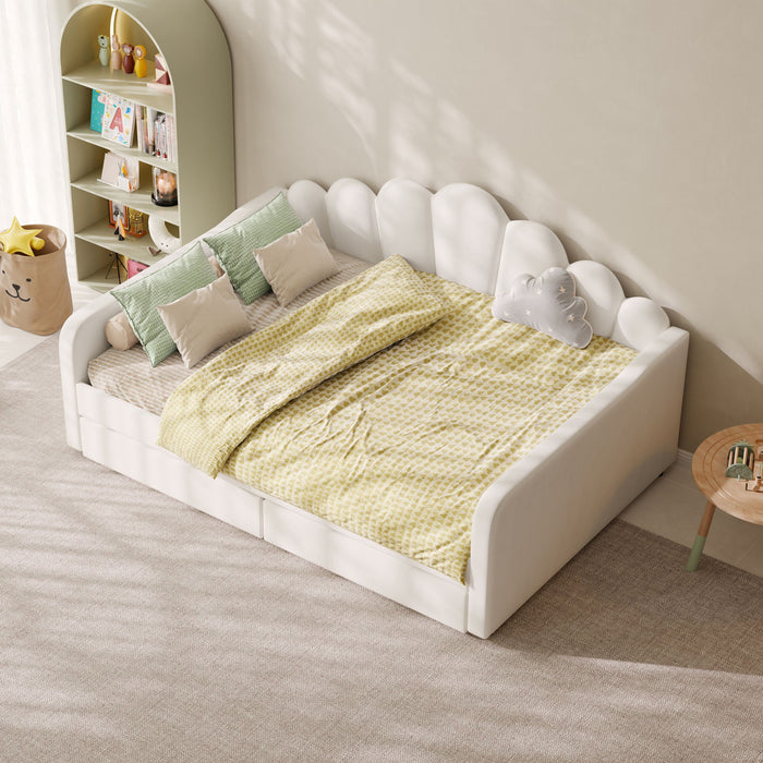 Shell Shaped Upholstered Daybed Frame With Slats Dreamland