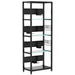 4 Tier Display Shelf With RGB Lights, LED Lighted Curio Cabinet With Adjustable Storage Box & Hooks - Black Daily Nest