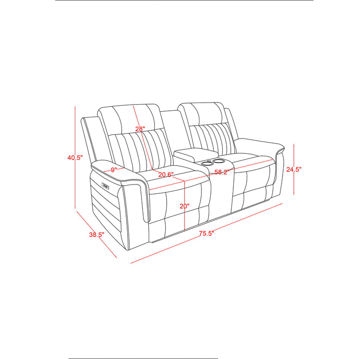 Ian - Power Reclining Sofa With LED Lighting, Surround Sound & Subwoofer - Charcoal Global Furniture USA