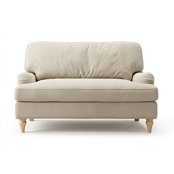 Loveseat Sofa, Upholstered Small Couch For Living Room - Cream Beige Home Essentials