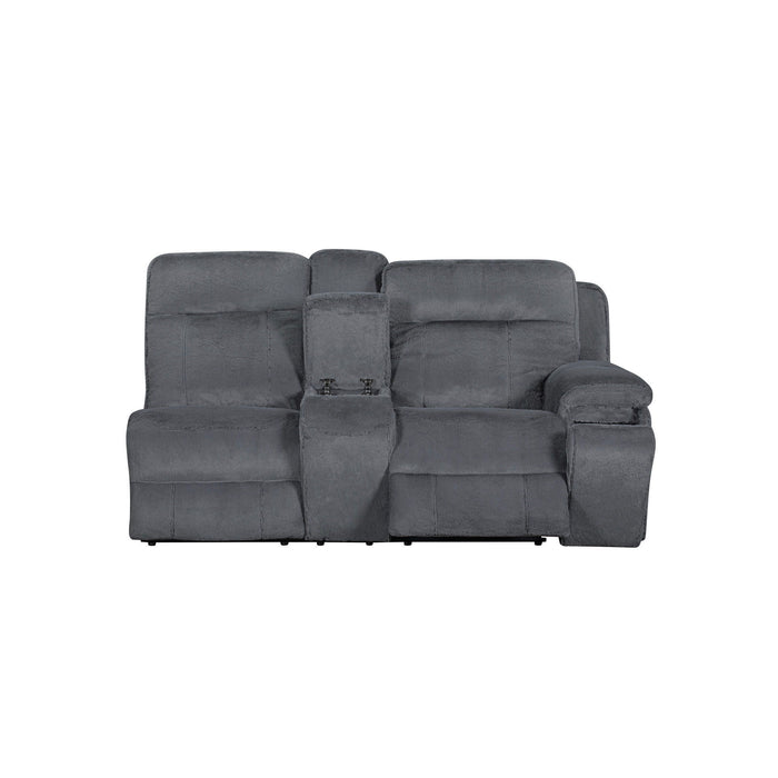 Teddy - RAF Console Loveseat With Power Headrest & Footrest - Gray