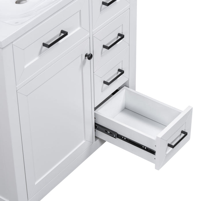 30" Bathroom Vanity With Sink Combo, White Bathroom Cabinet With Drawers, Solid Frame And MDF Board