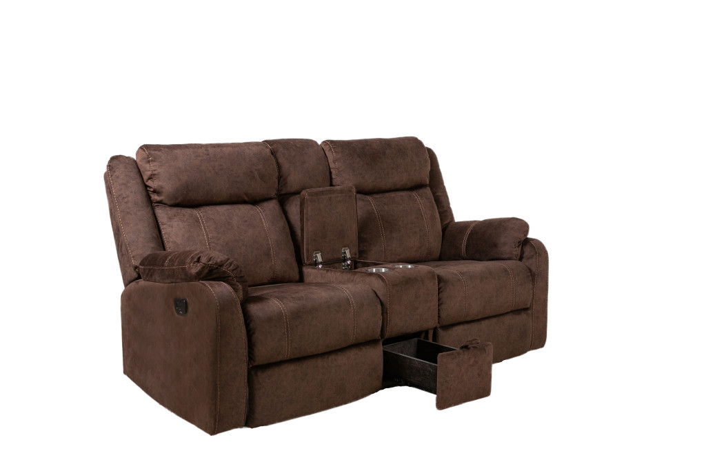 Manual Reclining Loveseat With Storage - Dark Brown