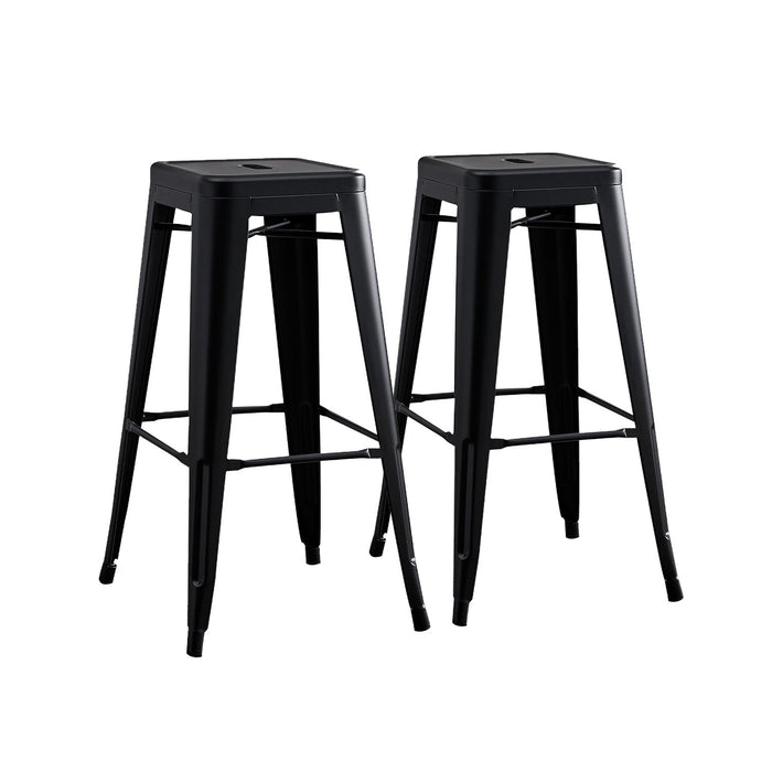 Backless Lightweight Bar Stools (Set of 2) - Black Home Essentials