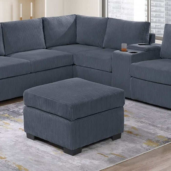 Contemporary L-Shaped Sectional Set With USB Console & Ottoman Home Essentials