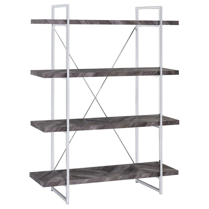 Herringbone - Bookcase With Full Length Shelf - Gray Furniture Max