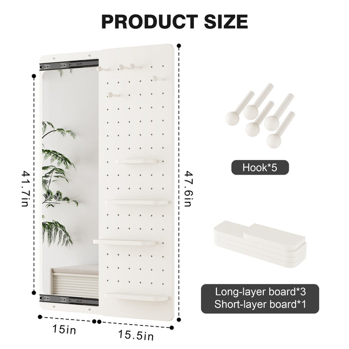 Wall Mounted Full Length Mirror With Shelf And Hook Daily Nest