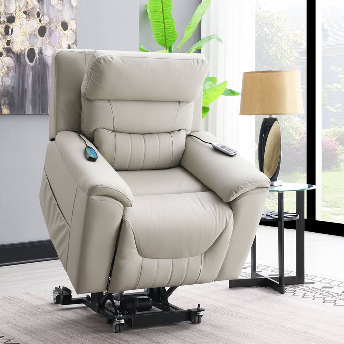 Marsha - Power Recliner With Lift & Massage - Light Gray Home Essentials