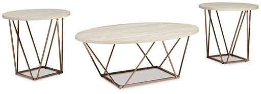 Tarica - Occasional Table Set (Set of 3) - White / Metallic Signature Design by Ashley®