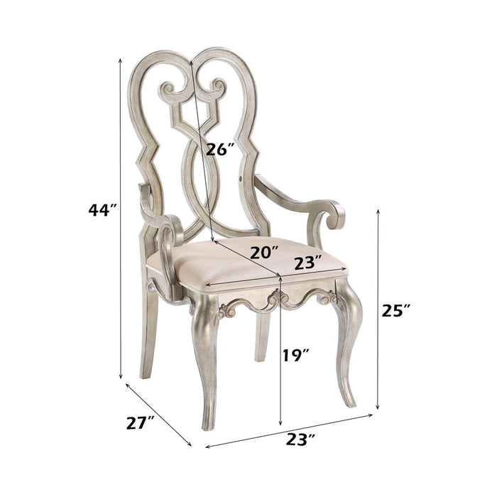 Esteban - Arm Chair (Set of 2) - Ivory Velvet & Antique Champagne ACME