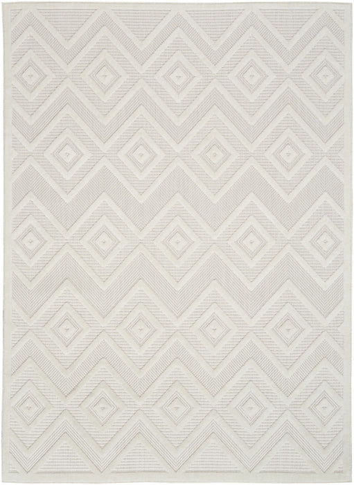 5' X 7' Argyle Indoor / Outdoor Area Rug - Ivory / White