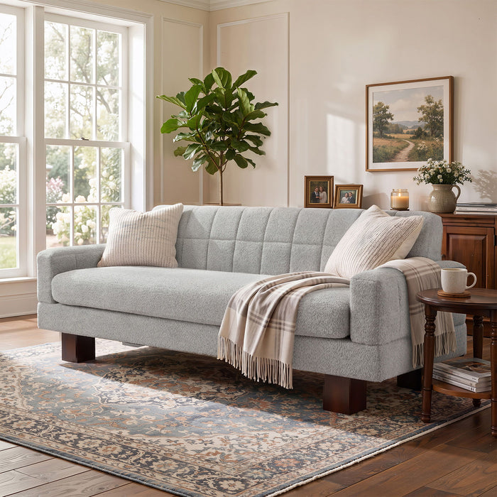 Modern Loveseat Sofa, 2 Seater With Square Arms For Living Room Noble House
