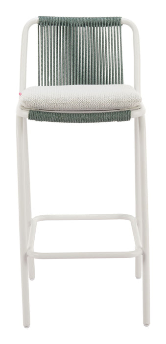 Luft - Outdoor Barstool (Set of 2) - White / Green Zuo Modern
