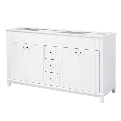 Bathroom Vanity Cabinet Only, 3 Drawers & 4 Doors & Double Layer Shelves - White Noble House