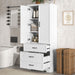 Tall Bathroom Storage Cabinet With 2 Doors And Drawers, Adjustable Shelf - White Hearth and Haven