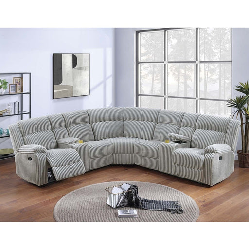 Sectional Sofa Set With Console Cup Holders, 3 Piece Reclining Living Room Couch - Gray Ash Home Essentials