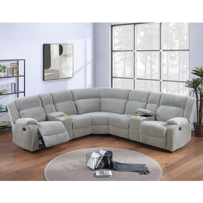 Sectional Sofa Set With Console Cup Holders, 3 Piece Reclining Living Room Couch - Gray Ash Home Essentials