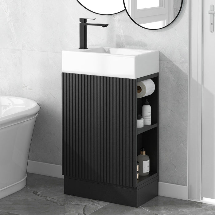 Modern Bathroom Vanity With Sink And 2 Tier Shelf Hearth and Haven
