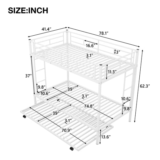 Twin Over Twin Bunk Bed With Trundle Hearth and Haven