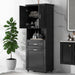 Tall Bathroom Cabinet With Tilt-Out Laundry Basket And Upper Storage Hearth and Haven
