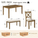 6 Piece Dining Table Set, Large Rectangular Table With Upholstered Bench & 4 X - Back Chairs, Kitchen Furniture - Oak Home Essentials
