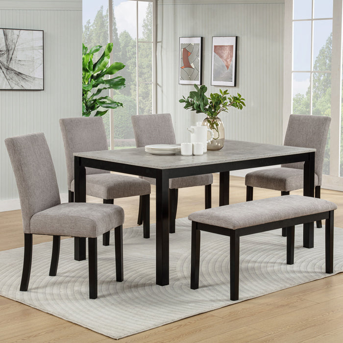 6 Piece Dining Table Set With Bench And Chairs Home Essentials