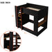 Full Size Gaming Bunk Bed With Desk, Storage Shelves, LED And Charging Station - Black Hearth and Haven