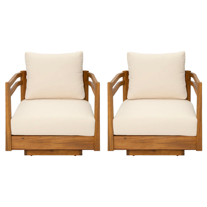Outdoor Smooth Swivel Chair With Cushions Noble House