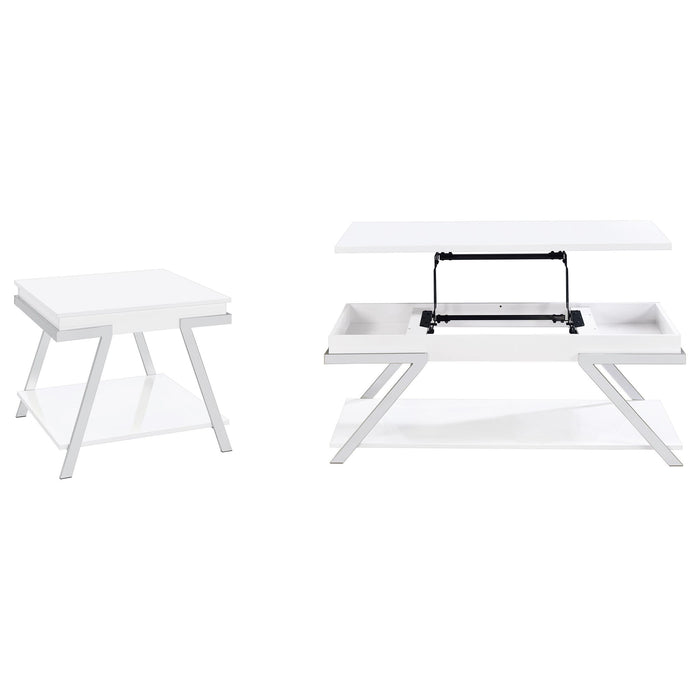 Briana - 2 Piece Coffee And End Table Set With Lift Top Legs - Gloss White Furniture Max