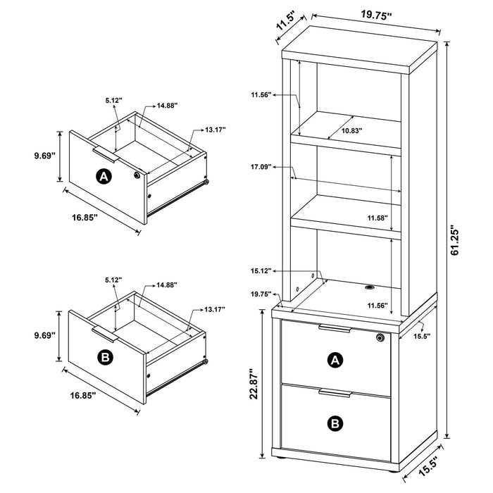 Geary - 3 Piece Wall Unit Bookcase Set With USB Storage Furniture Max
