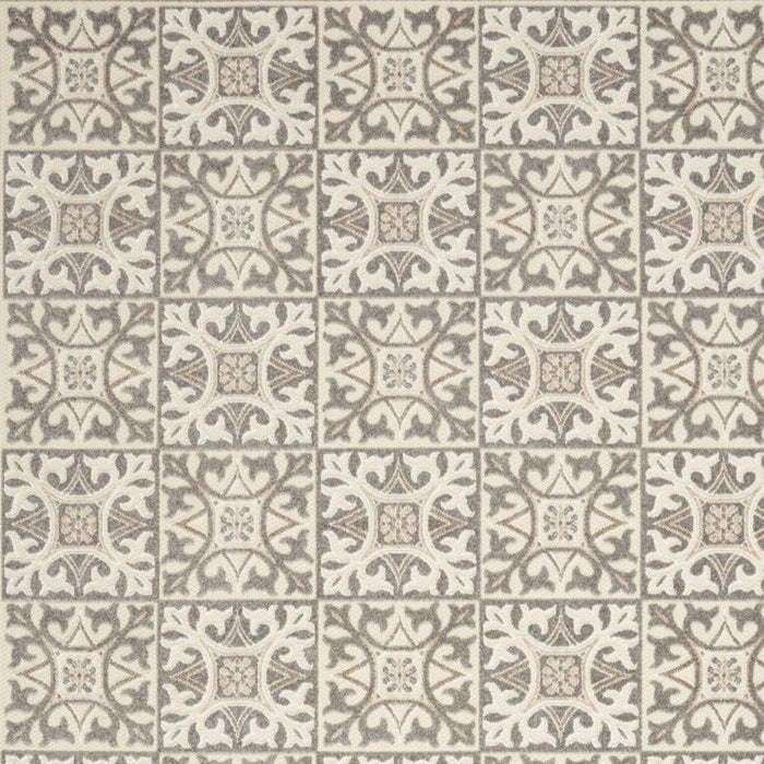 6' X 9' Fleur De Lis Stain Resistant Non Skid Area Rug - Ivory / Gray