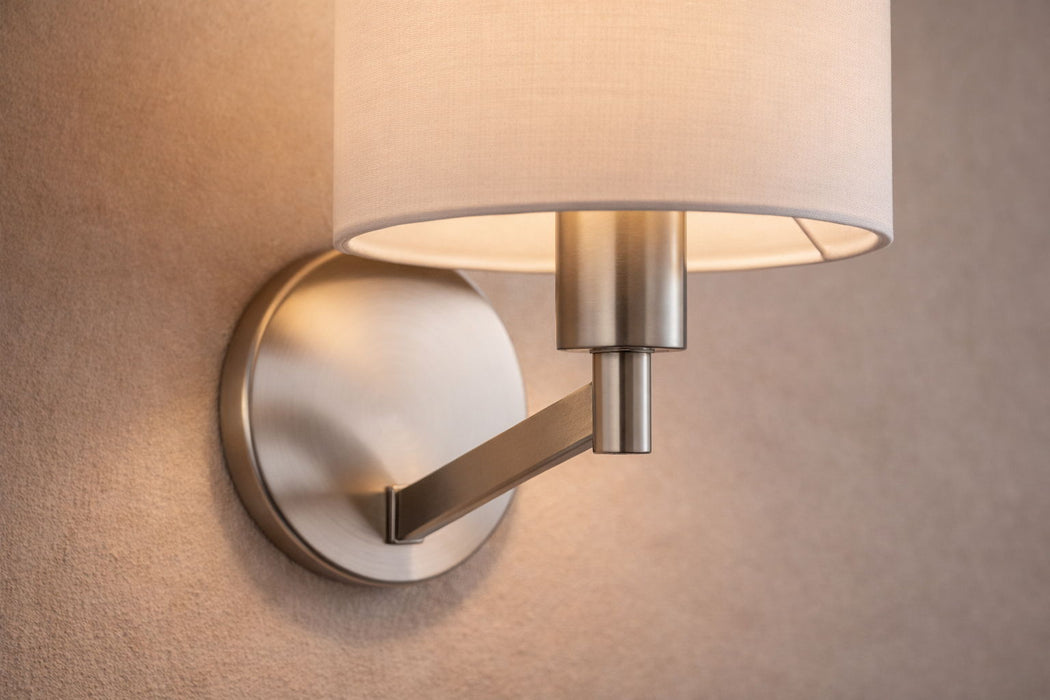 Nebula - Base Wall Lamp With Rotary Switch Shade - Brushed Nickel / Silver / White Ashcroft Furniture