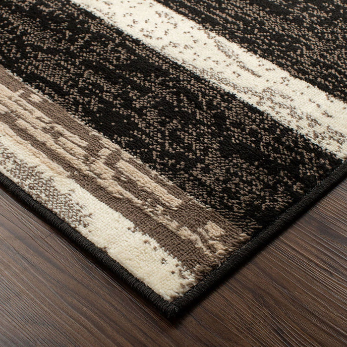 12' Patchwork Power Loom Runner Rug - Chocolate